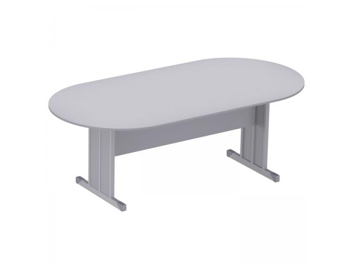 MESA REUNIO SEMI OVAL M15 CINZA CRISTAL